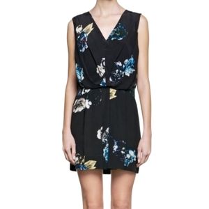 Black Floral V-Neck Sleeveless Dress